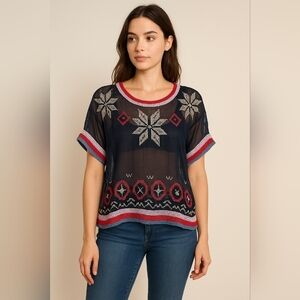 DSQUARED2 Navy Top with Red and White Details